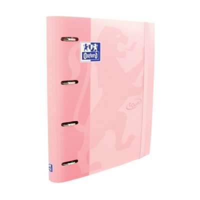 Oxford Europeanbinder Touch A4+ Carpeta de Anillas con Recambio Cuadricula 5x5 - Tapa Extradura - Cierre con Goma Elastica - Color Flamingo Pastel