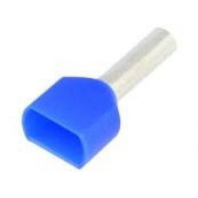 Terminal Puntera DOBLE Aislada Cables 2,5mm Azul