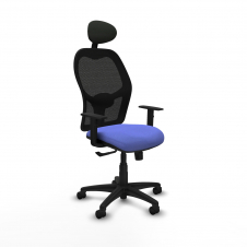 Piqueras y Crespo Aloc?n sincro malla negra bali azul claro brazos 1D base poliamida cabecero fijo ruedas nailon 50mm