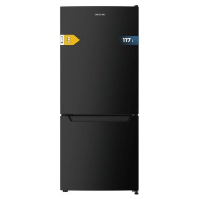 Cecotec Bolero CoolMarket Combi 117 DF Black E Frigorifico Combi - 117L - Luz LED - Defrost - Congelacion Ultrarapida - Display Interior - Puerta Reversible - Clase E - 47x49x114cm - Color Negro