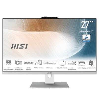 Ordenador all in one aio msi am272p - 844es i7 - 1255u 16gb ssd 512gb freedos 27pulgadas blanco