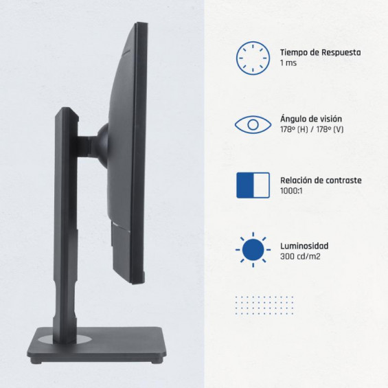 Monitor iggual ML27FA, 27 pulgadas, Full HD, IPS, 120 Hz, altura regulable, altavoces, HDMI, VGA, 99% sRGB, negro - imagen 3