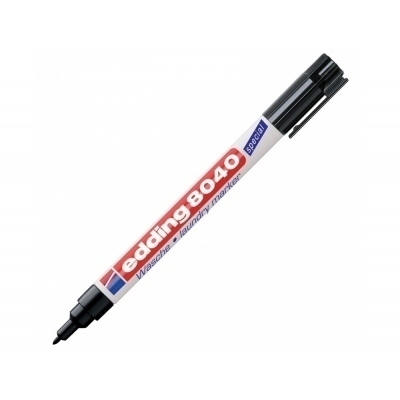 Edding 8040 Rotulador Permanente para Tejido - Punta Redonda - Trazo 1 mm. - Capuchon con Clip - Secado Rapido - Color Negro