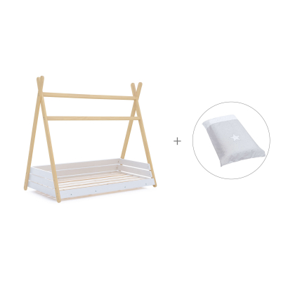 Cama cabaña Montessori madera 70x140 cm + nórdico Galaxy · Homy Life