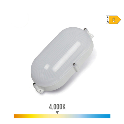 Aplique led oval blanco 9 w 4000 k luz dia ip65 21,2 x 11,8 x 6,6 cm