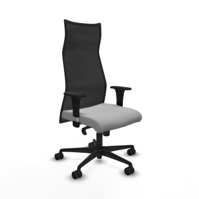 Albacete malla XL sincro malla negra similpiel gris claro brazos 1D base nailon ruedas 65mm nailon