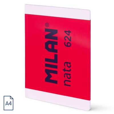 Milan Nata 624 Libreta Encolada Formato A4 Cuadricula 5x5mm - 48 Hojas de 95 gr/m2 - Microperforado - Color Rosa