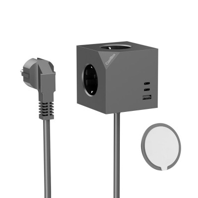 Base de enchufes coolbox cubik magnet 3 enchufes con carga usb c+a cable ac integrado