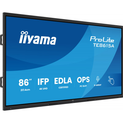 TE8615A-B1AG pantalla de señalización Panel plano interactivo 2,17 m (85.6) Wifi 550 cd / m² 4K Ultra HD Negro Pantalla táctil Procesador incorporado Android