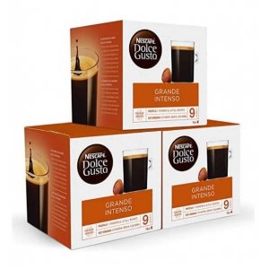 Pack de 3 cajas Dolce Gusto GRANDE INTENSO, 16 unidades por caja, 48 cápsulas en total