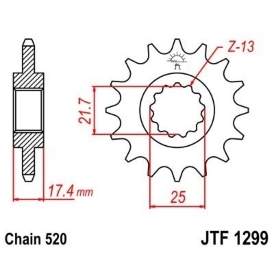 Piñon JT 1299 de acero con 14 dientes JTF1299.14