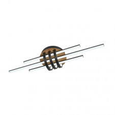 Plafon Kirova 64w 3000-4000-6500k Negro/madera 7040lm Lm C/remoto,memoria Y Reg.intensidad 13,5x85,5x23,5cm
