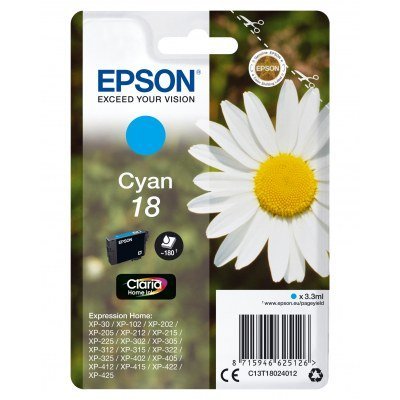 Epson T1802 (18) Cyan Cartucho de Tinta Original - C13T18024012