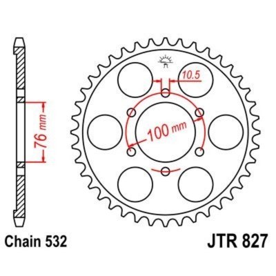 Corona JT SPROCKETS acero estándar 827 - Paso 532 JTR827.52