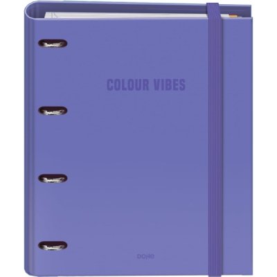 Dohe Colour Vibes Carpeta de 4 Anillas Mixtas de 35mm Recambio 100 Hojas Cuadricula 5mm - Formato A4 - Cierre con Goma - Incluye 4 Separadores y Sobre de Polipropileno - Color Morado