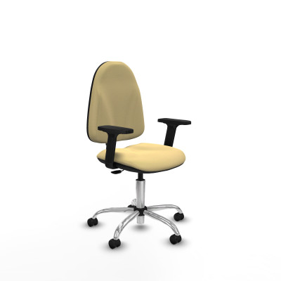 Algarra CP similpiel crema brazos 2D base cromada ruedas engomadas 50mm