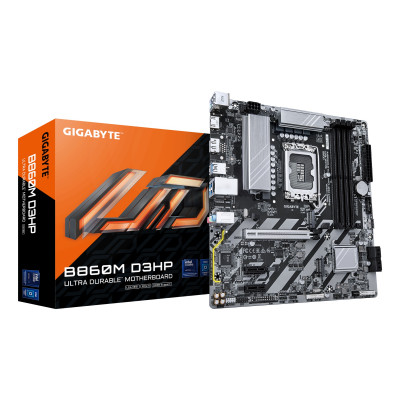 B860M D3HP Placa base - CPUs Intel Core Ultra, VRM de 4+1+2+1 fases, hasta 9066MHz DDR5, 2xPCIe 4.0 M.2, LAN GbE, USB 3.2 Gen 1