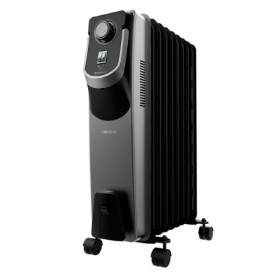 Cecotec ReadyWarm 9000 Space 360 Black Radiador de Aceite con 9 Modulos de 150x580mm - 2000W - Calienta hasta 22m2 - Tecnologia 360º - 3 Niveles de Potencia - Ruedas y Asa - Recogecables - Color Negro