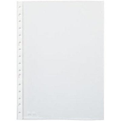 Pardo Pack de 100 Fundas Multitaladro A4 Transparentes 60 Micras - Acabado Piel de Naranja - Refuerzo en Blanco