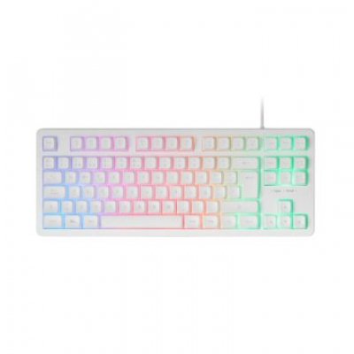 TECLADO H-MECH GAMING MARS GAMING MK023 PORTUGUES COLOR BLANCO TAMAÑO COMPACTO TKL ILUMINACION RGB