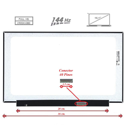 Pantalla para portátil LED 16.1\ Slim 40 Pines Full HD Sin Brackets 144 Hz