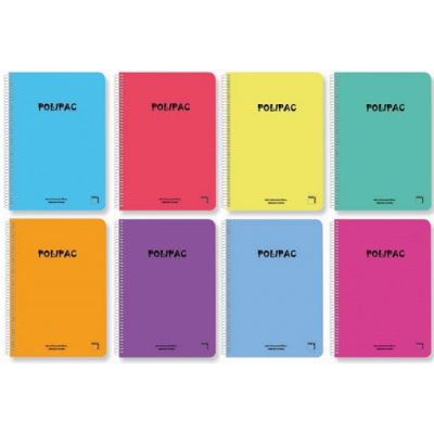 CUADERNO SERIE POLIPAC TAPA POLIPROPILENO FOLIO (215X310MM.) 80 HOJAS CUADRÍCULA 4X4 8 COLORES SURTIDOS PACSA 16952 - Color no elegible