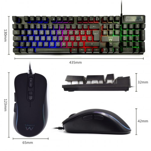 Ewent Teclado + Raton Gaming Negro PL3201