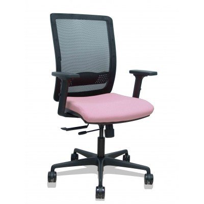 Silla Haches traslack malla negra asiento bali rosa brazos 2D ruedas 65mm