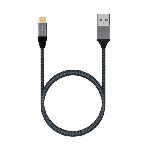 AISENS - CABLE USB 3.1 GEN2 ALUMINIO 10GBPS 3A, TIPO USB-C/M-A/M, GRIS