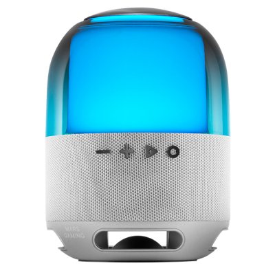 MS-Flow, Altavoz Portátil Bluetooth 15W, Iluminación Orbilight RGB 360°, Sonido Potente con Driver DeepBass 57mm, Altavoz Gaming Compacto con Bluetooth 5.3 y MicroSD, Plata