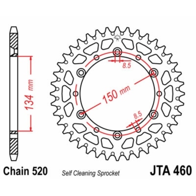 Corona JT 460 de aluminio con 49 dientes JTA460.49