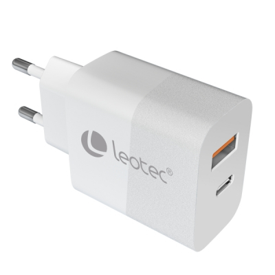 Leotec Cargador Universal 20W - 1USB-C PD + 1USB-A - Color Blanco