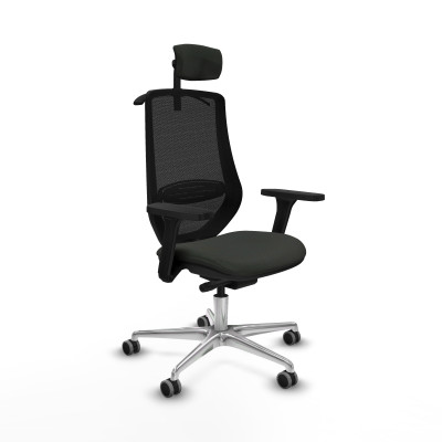 Mardos traslack bali negro brazos 3D base aluminio ruedas 65mm engomadas cabecero 2D perchero