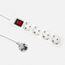 Alargadera Florey Cable 3m 3gx1,5mm2, 4enchufes+interruptores Blanca Protecc.para Niños 4x5x24cm
