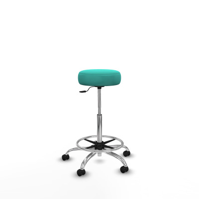 Tolosa giratorio similpiel turquesa base cromada ruedas engomadas 50mm aro cromado