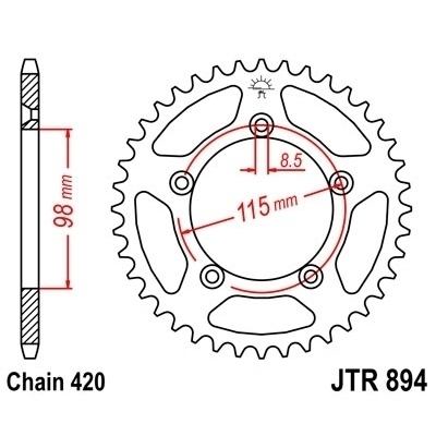 Corona templada por inducción con acabado cincado negro JT SPROCKETS JTR894.50ZBK