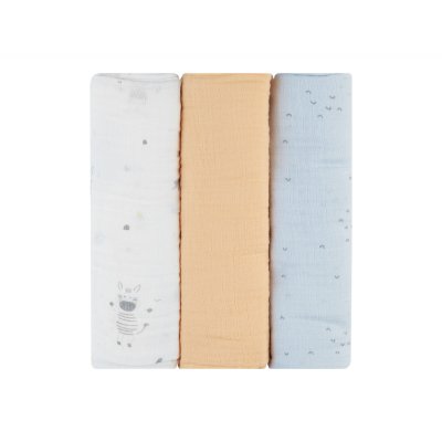 Juego de pañales de muselina 3 uds 100x100 cm Stripy Friends