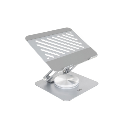 Tooq Soporte para Portatil hasta 13 - Rotacion 360 - Plegable y Portatil - Color Plata
