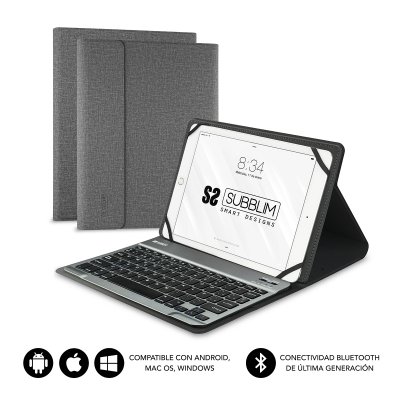 Funda con Teclado Subblim Keytab Pro Bluetooth para Tablets de 10.1/ Gris