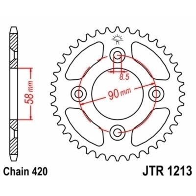 Corona JT SPROCKETS acero estándar 1213 - Paso 420 JTR1213.37