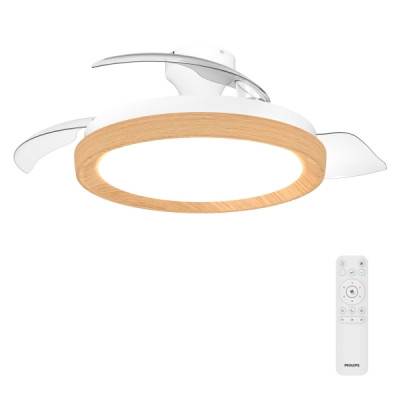 Ventilador de Techo Philips Bliss DC Fan - LED 6500K | Aspas Retráctiles | 35W+28W | Mando a Distancia | Blanco y Madera