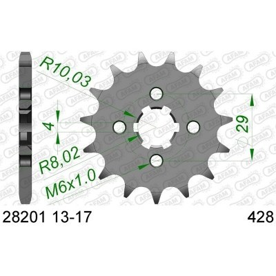 Piñón AFAM acero estándar 28201 - Paso 428 28201-14