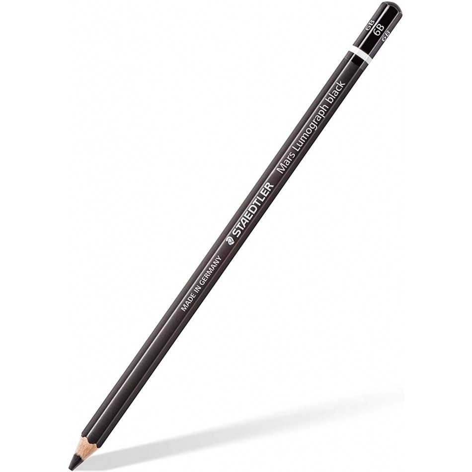 Staedtler Mars Lumograph Black Artist Pencil 100B Lapiz de Grafito - Mina 6B - Resistencia a la Rotura - Madera de Bosques Sostenibles