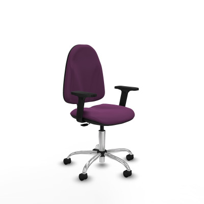 Algarra CP similpiel morado brazos 2D base cromada ruedas nailon 50mm