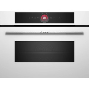 Horno compacto con microondas Bosch CMG7241W1, Serie 8, 45 litros, 16 funciones, limpieza con agua, microondas 900 W, AirFry, Home Connect, blanco