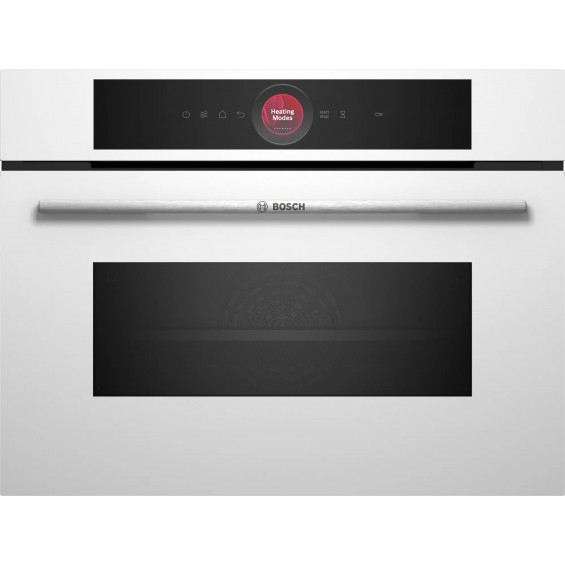 Horno compacto con microondas Bosch CMG7241W1, Serie 8, 45 litros, 16 funciones, limpieza con agua, microondas 900 W, AirFry, Home Connect, blanco
