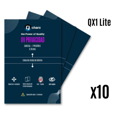 Laminas de fijacion qcharx ultravioleta hd privacidad pack 10 para qx1lite
