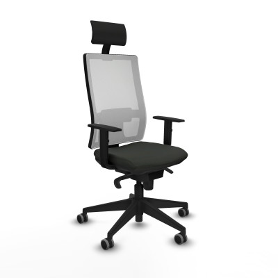 Horna sincro malla blanca bali negro brazos 1D base piramidal cabecero fijo ruedas 65mm engomadas