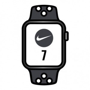 Apple Watch Series 7/ Nike/ Gps/ 45 mm/ Caja de Aluminio en Negro Medianoche/ Correa Deportiva Nike Antracita Negro