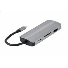 Gembird A-CM-COMBO8-02 hub de interfaz USB Tipo C Plata